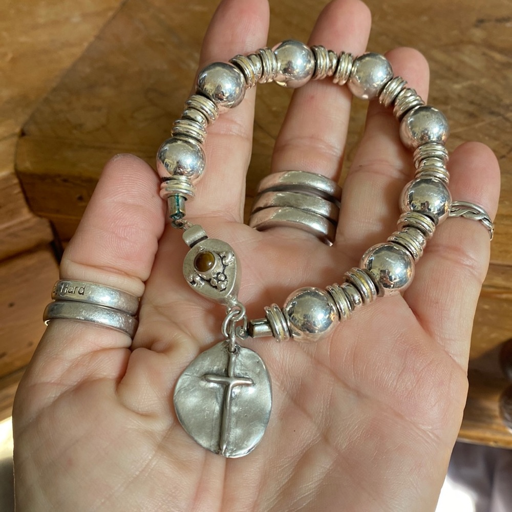 Sterling silver cross bracelet chunky